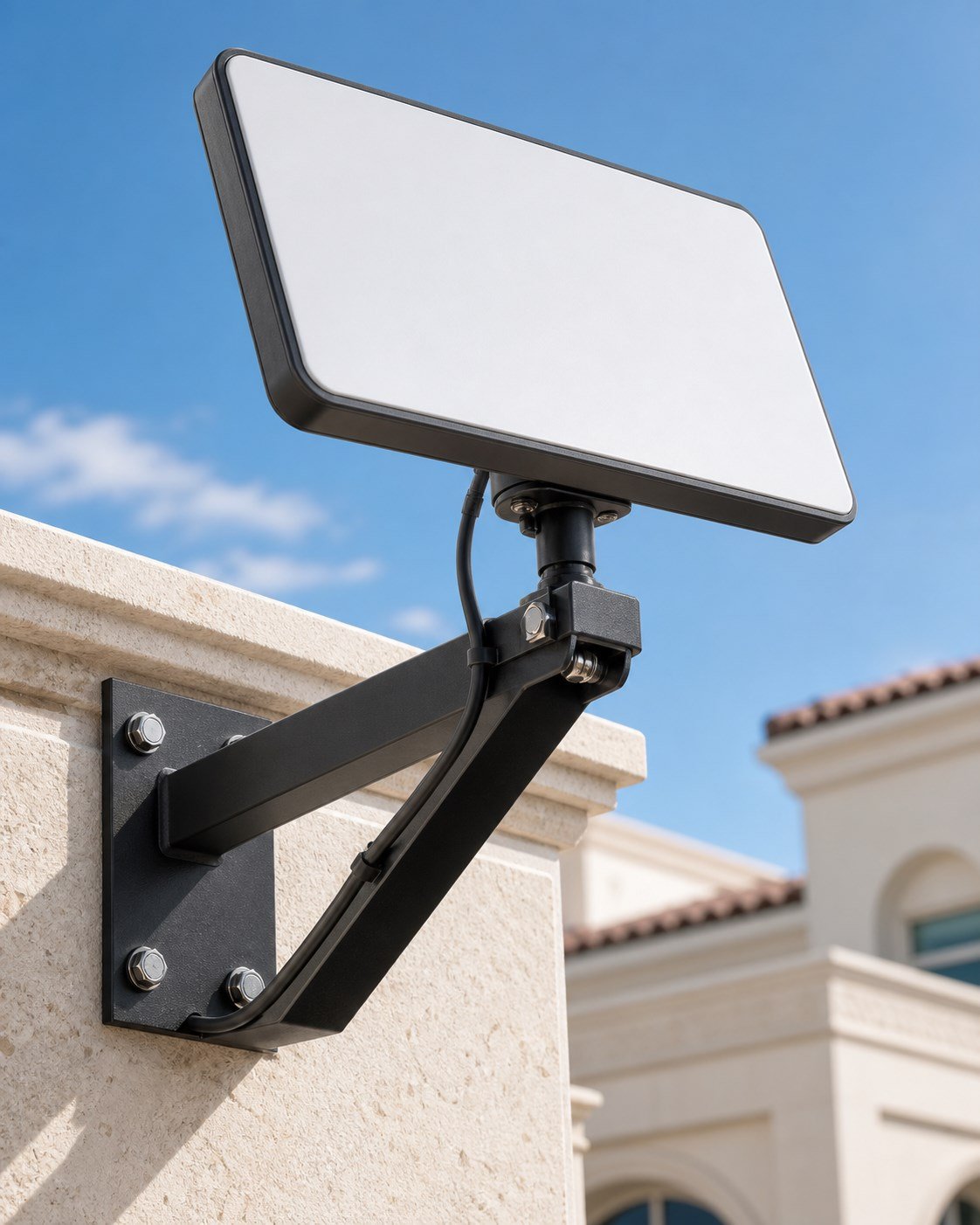 Roof and wall mounting hardware used for Starlink installation planning